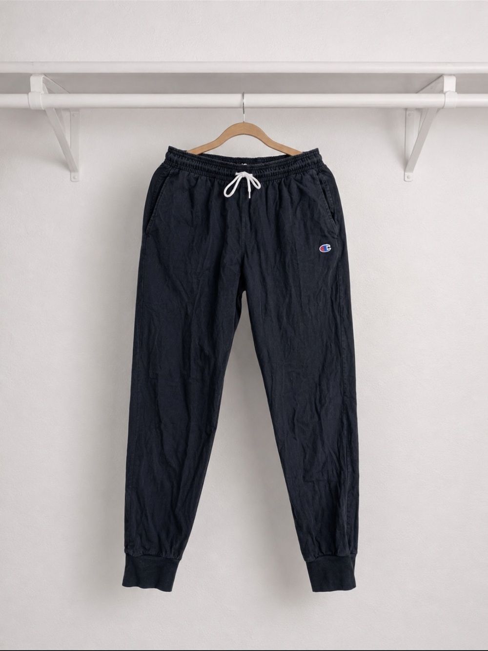 Champion Jogger Pants Mens Medium Black Script Logo Athletic Sweatpants